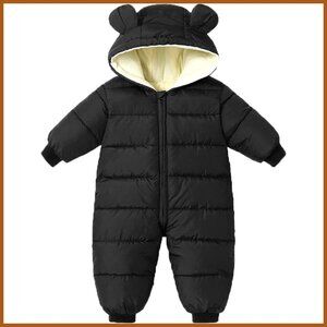 Toddler Snowsuit Waterproof Windproof Hooded Jumpsuit Bear Ears